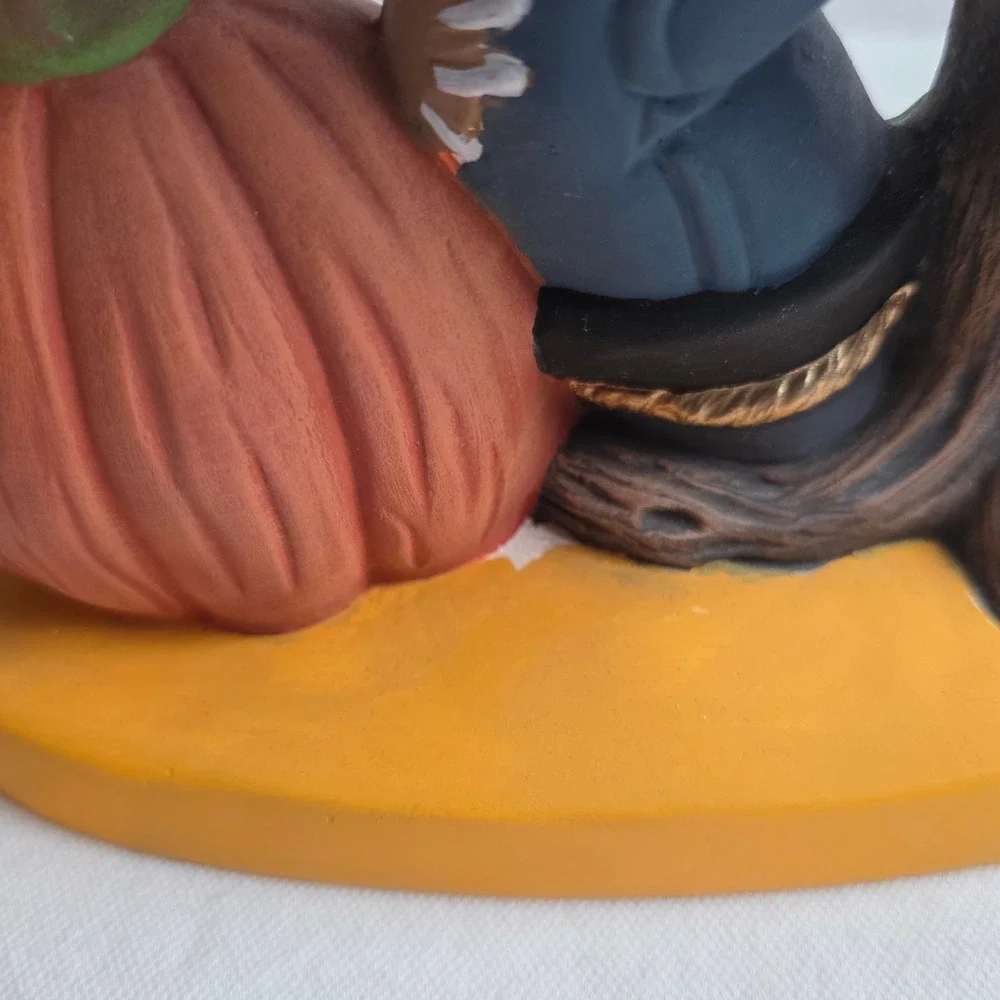 Vintage Ceramic Scarecrow Figurine Fall Harvest Halloween Decor Pumpkin